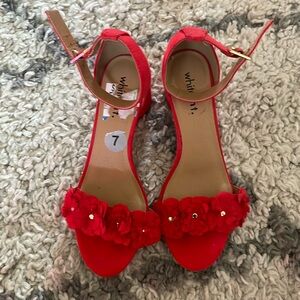 Red heeled with flower
